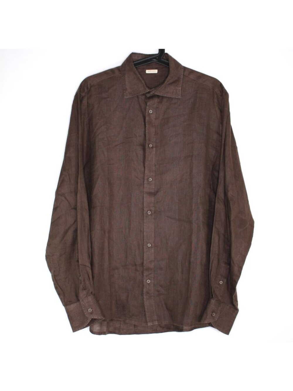 Doppelganger Mens Medium Linen Brown Button Up Shirt H1030